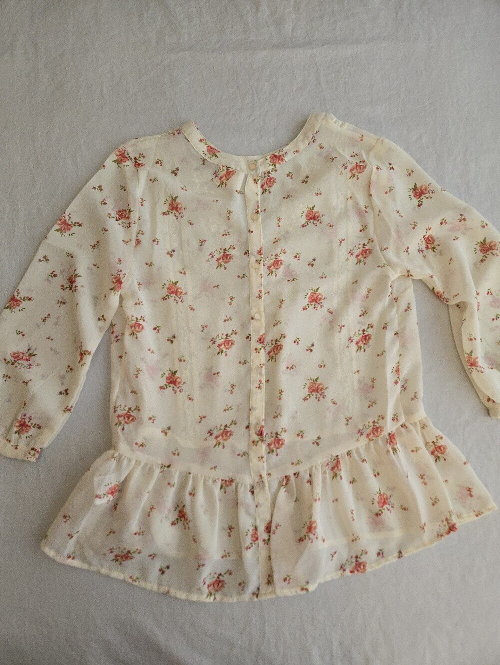 Anthropologie Pins & Needles Cream Floral Peasant Blouse EB4 - Picture 7 of 8
